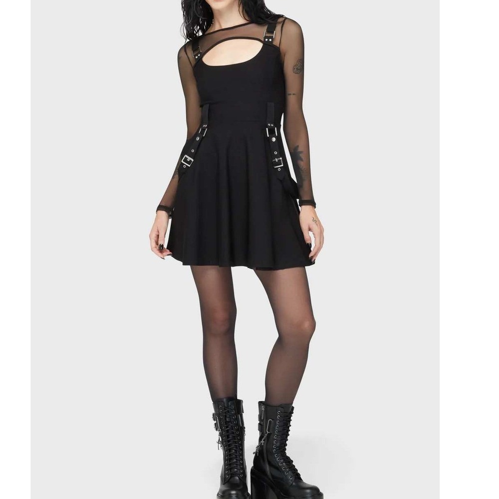 killstar‎ krypt keeper mesh strappy mini dress goth cyberpunk